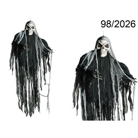 Personaggio Halloween, Teschio, con 2 LED (pile incl.) ca. 153 x 108 cm, da appendere, 120/PALEAN 4029811325979