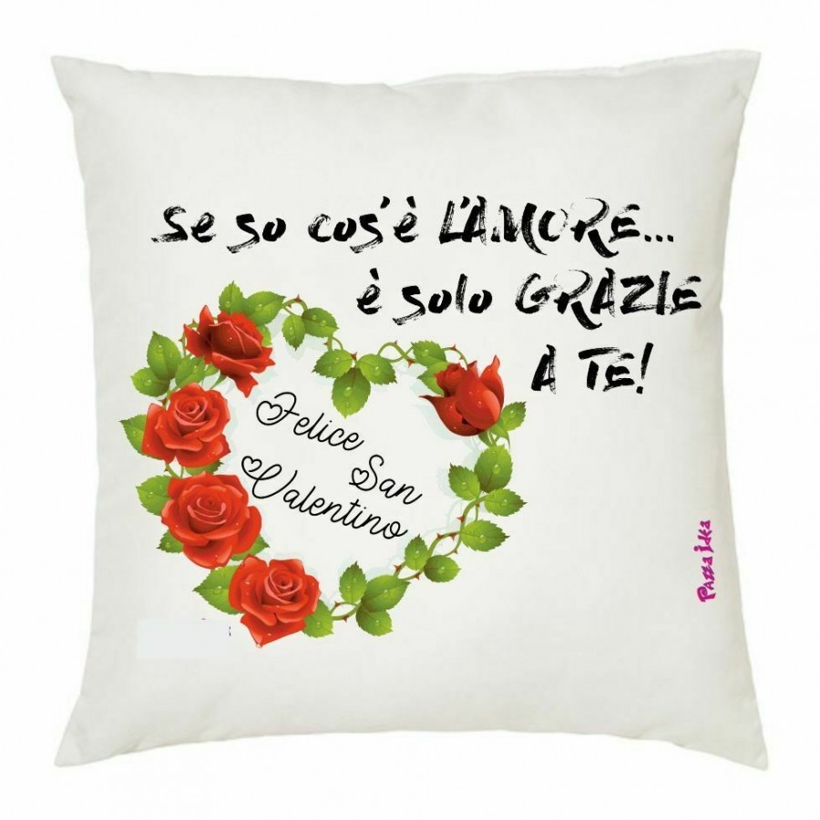 cuscino 40x40 scritta se so cos'e l'amore e grazie a te cuore san valentino  - Pazza Idea Regali