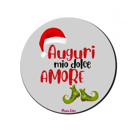 mouse pad tappetino rotondo pc natale scritta auguri mio dolce amore -  Pazza Idea Regali