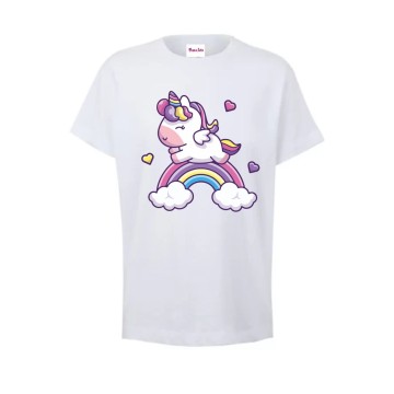 t-shirt maglietta bimbi con stampa unicorno arcobaleno