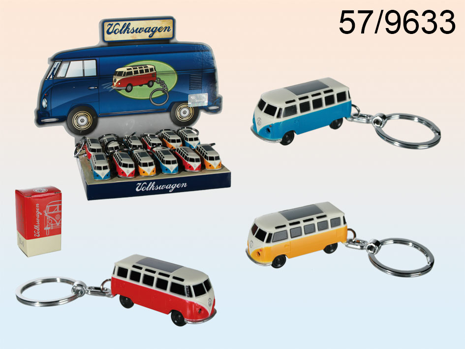 Portachiavi, VW Bus con LED, ca. 5 cm, pile incl., 3 ass., 12 pz. - Pazza  Idea Regali Ingrosso