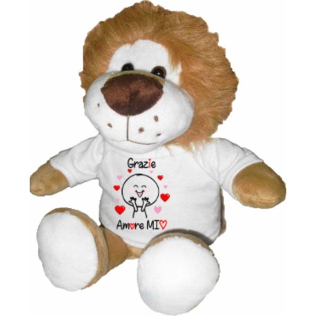 Peluche LEONE RE con Cuore Ti Amo Grande 35 cm Pupazzo San